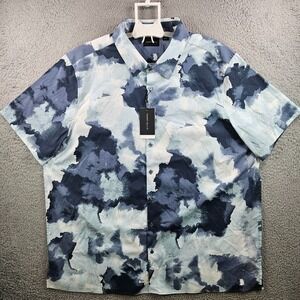 $89 NEW Perry‎ Ellis Shirt Men 3X Stretch Button Up Short Sleeve Abstract Gray